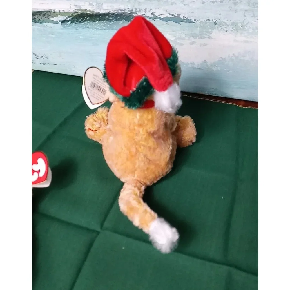 Lot Of 2 Christmas TY Beanie Babies JinglePup & Spruce Attic Treasures Santa Hat